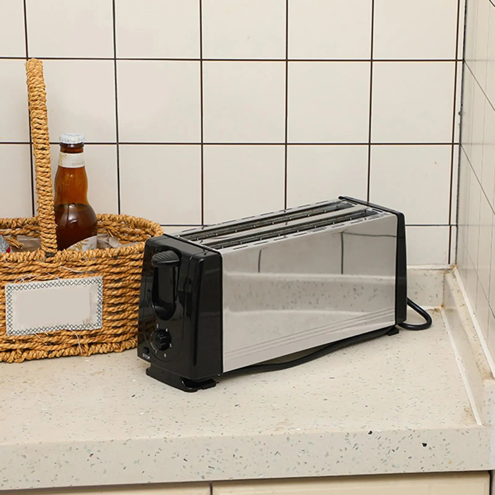 Counter Toaster 4 Slices US Plug Adapter Compact Bakeware Waffle Machine for Cooking Snacks Baking Puff Pastry Specialty Breads