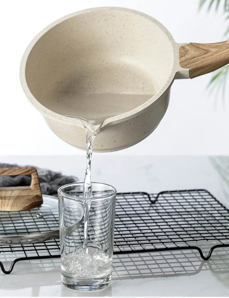 Non-Stick Frying Pan Set Maifan Stone Kitchen Soup Pot Milk Pan with Wooden Handle Pot Cookware Set Cooking Utensils for Kitchen