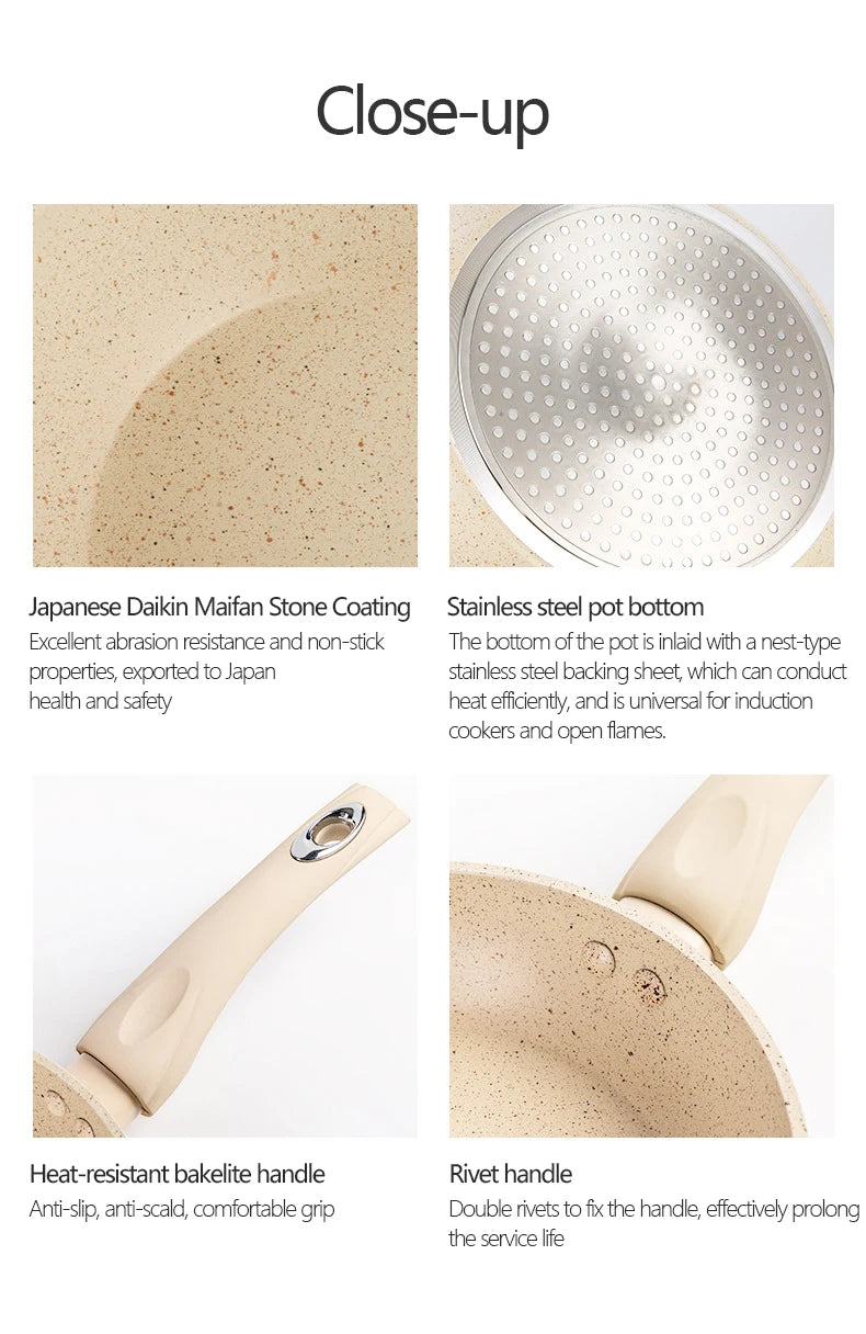 Ceramics Omelet Pot Non-Stick Frying Pan Wok Steak Skillet Pancake Home Induction Gas Stove Cooking Saucepan Kitchen Cookware