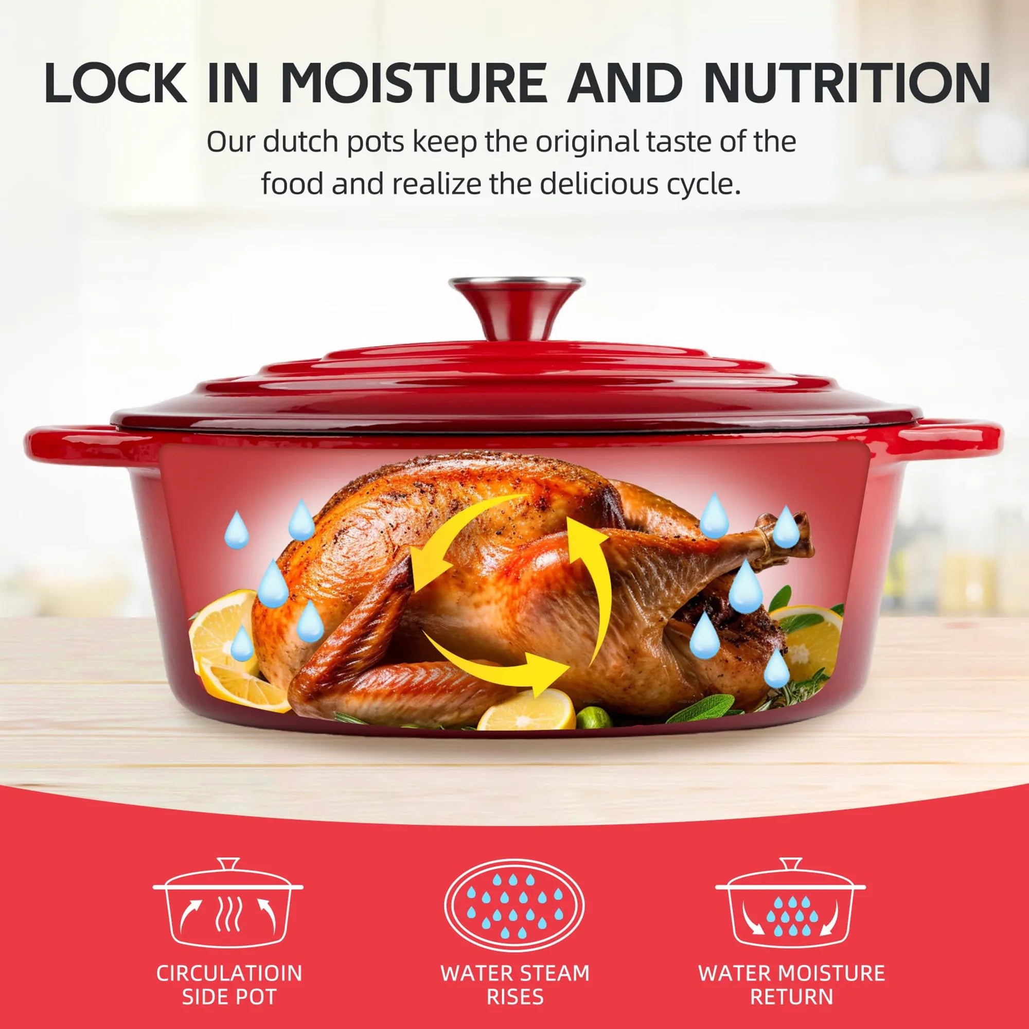33cm Enameled Cast Iron Oval Dutch Oven for Braising Broiling Bread Baking 4L Saucepan Kitchen Utensil Cast Iron Casserole Dish