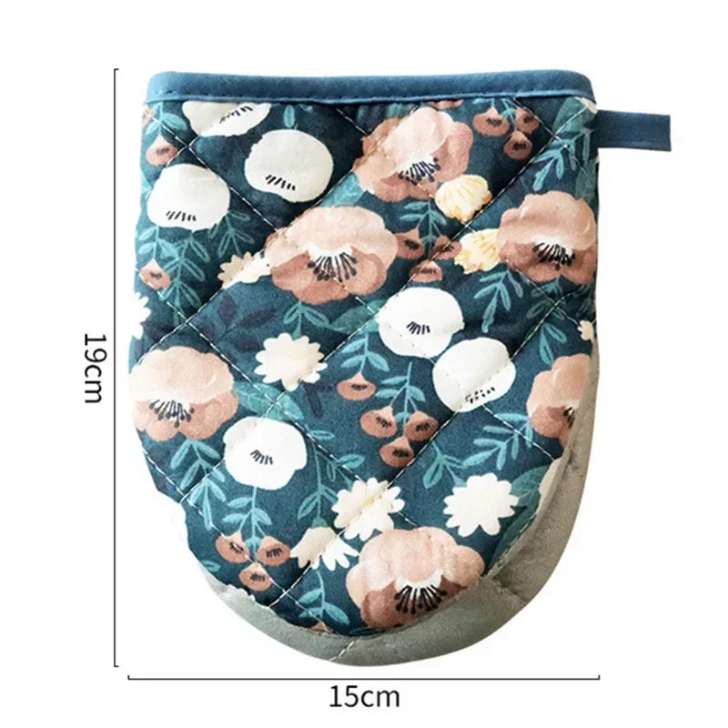 Bakeware Oven Mitts Kitchen Hot Resistant Heart-shaped Hand Clip Insulation Pad Flower Cotton Printed Baking Oven Gloves