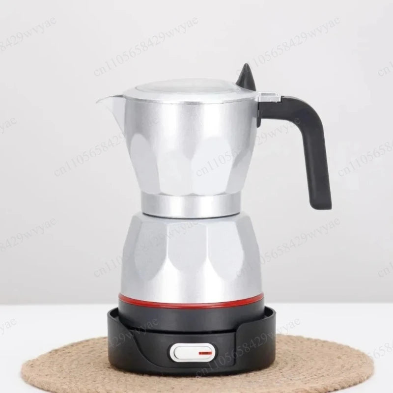 110V/220V Portable Transparent Aluminum Electric Moka Coffee Pot 150ml