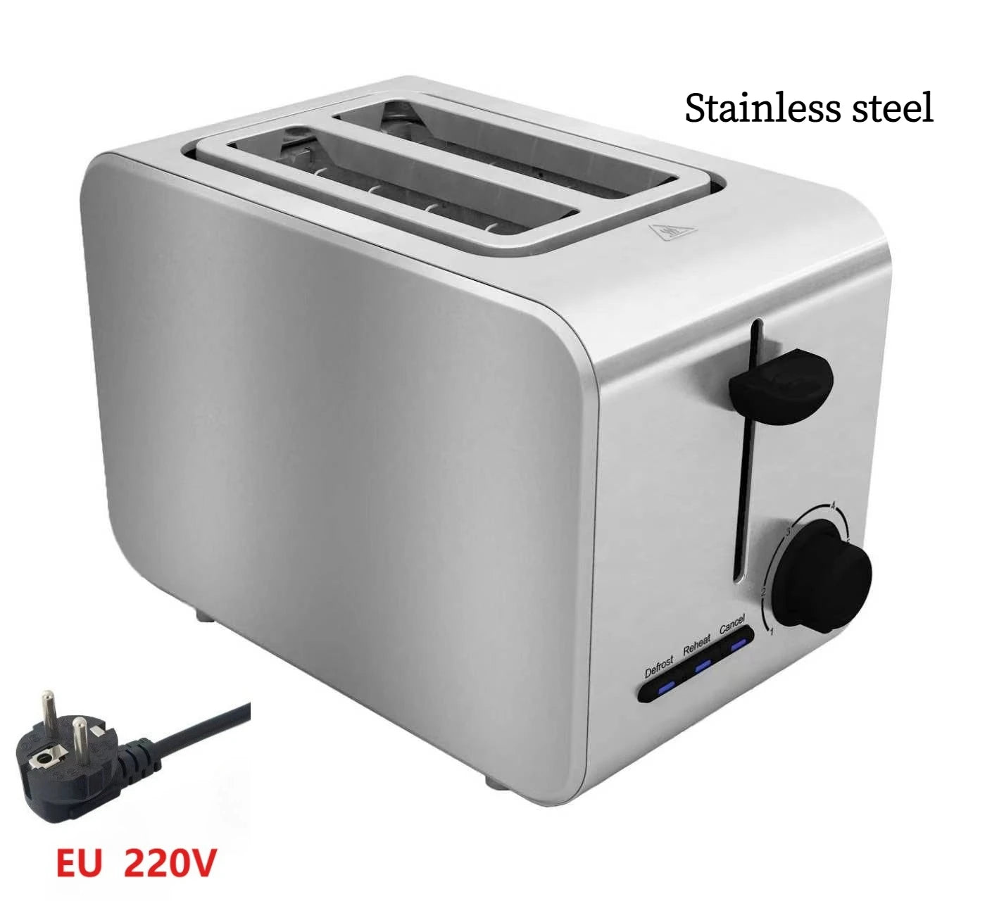 Stainless Steel Toaster – Household Appliance 2-slice Sandwich Toaster Rapid Heating; Portable Automatic Pop-up; Multi-function