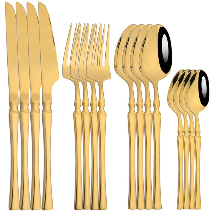 16pcs Dinnerware Set Stainless Steel Tableware Set Knife Fork Spoon Flatware Set Cutlery Set Knife Fork Spoon Tea Spoon