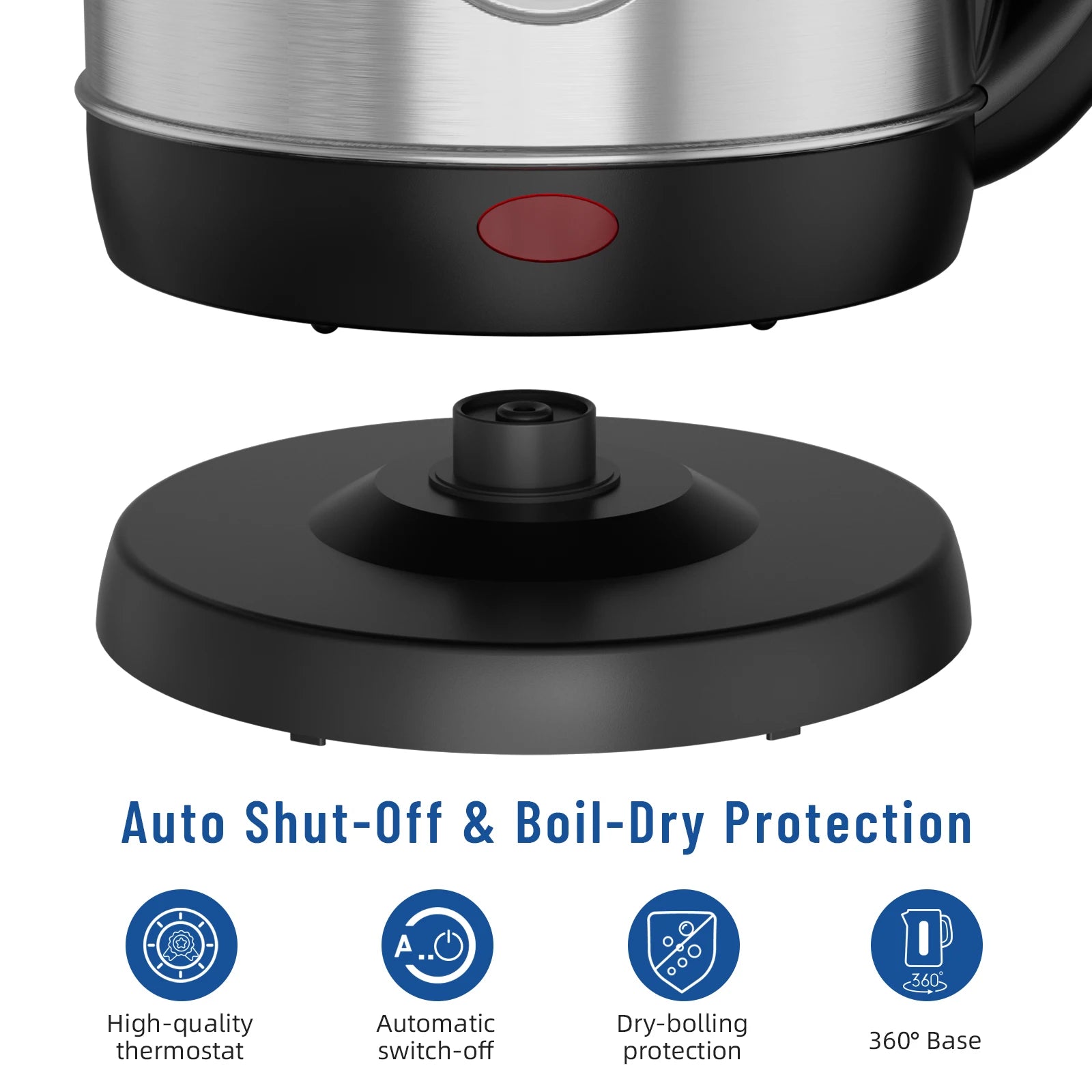 Electric Kettle, 1.8L Tea Kettle With LED Indicator, Auto Shut-Off and Boil-Dry Protection, Stainless Steel, 2200W