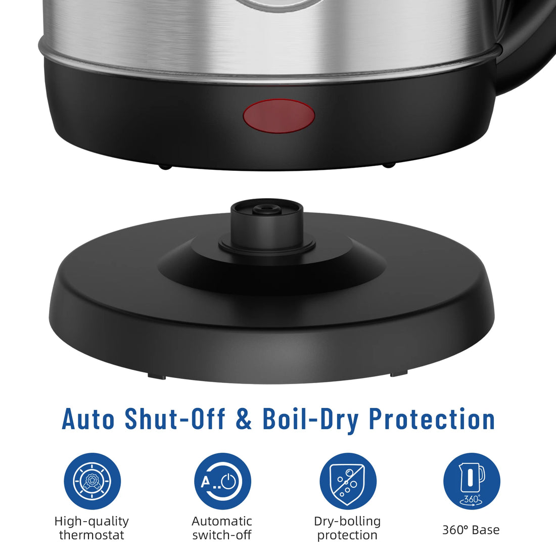 Electric Kettle, 1.8L Tea Kettle With LED Indicator, Auto Shut-Off and Boil-Dry Protection, Stainless Steel, 2200W