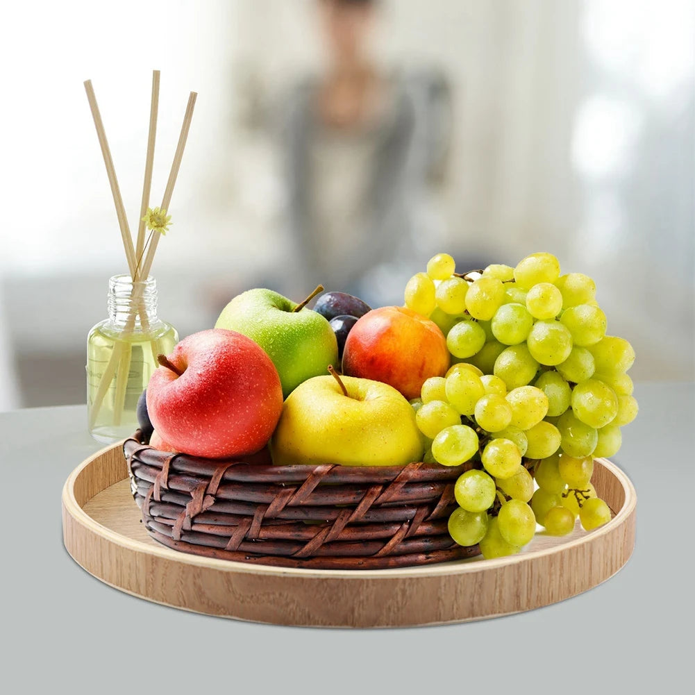 Wood Round Tray Nordic Wooden Serving Tray for Coffee Fruits Candies Table Kitchen Food Home Decoration Wooden Serving Tray