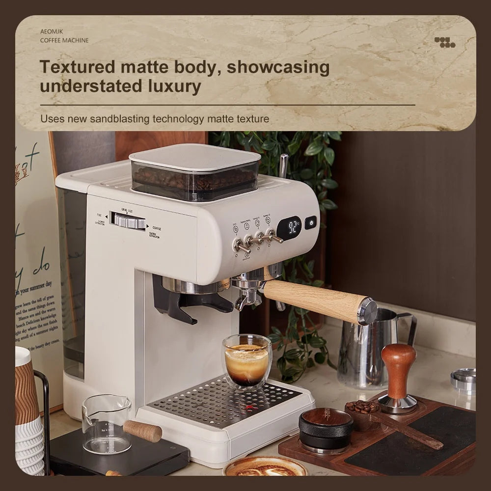 Semi-Automatic Espresso Machine with Built-in Grinder, Hot & Cold Dual Brew System with Steam Milk Frother, Compact Home Barista