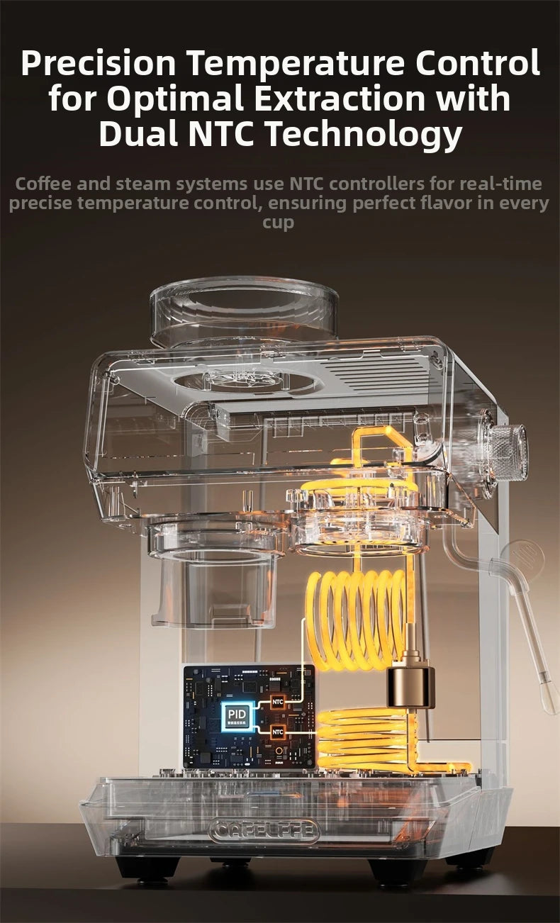 Home Espresso Machine with Grinder, 20Bar Pressure, Dual Temperature Control for Hot/Cold Brew, Compact Semi-Automatic Coffee Ma