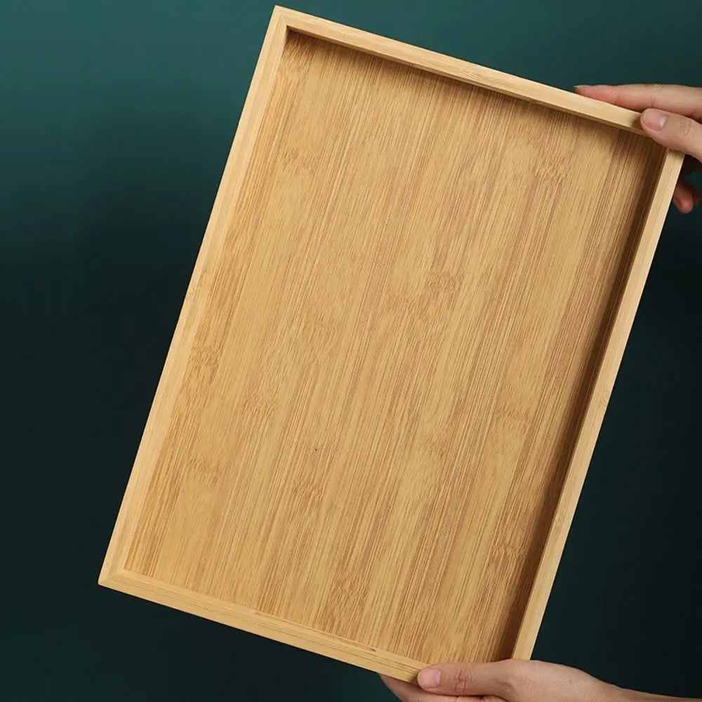 Decorate Tray Natural Bamboo Wooden Tray Rectangular Tea Food Tray Retro Style Serving Tray Useful Wooden Tray Kitchen