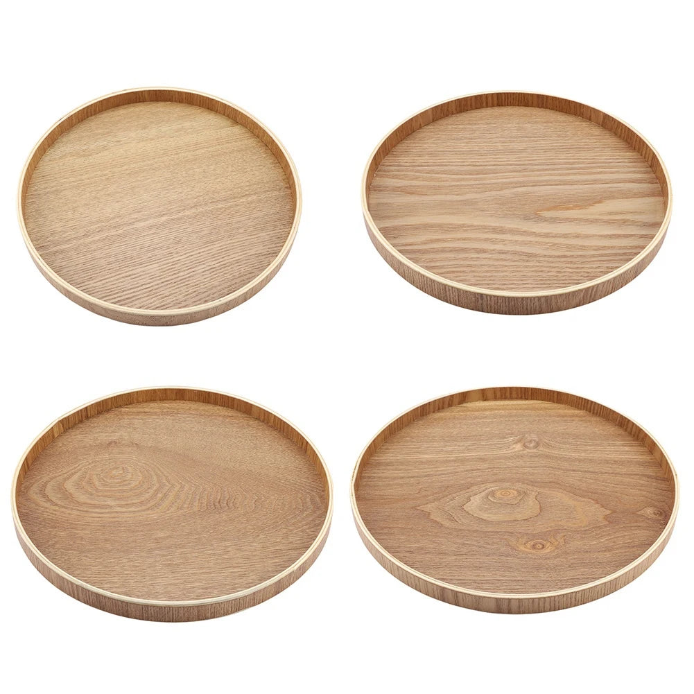 Wood Round Tray Nordic Wooden Serving Tray for Coffee Fruits Candies Table Kitchen Food Home Decoration Wooden Serving Tray
