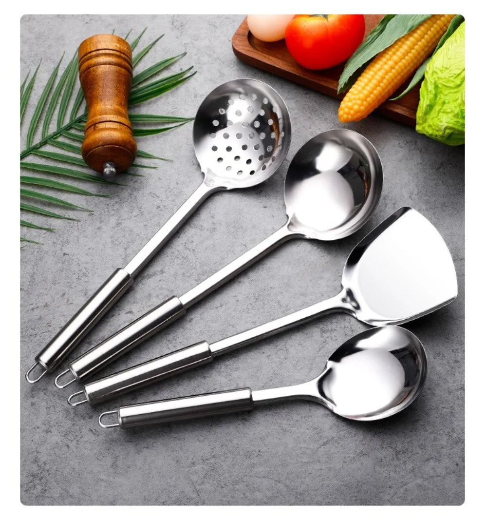 Durable Stainless Steel Wok Spatula Long Handle Kitchen Gadgets Kitchen Cooking Utensil Set Rice Spoon Ladle Cooking Tools