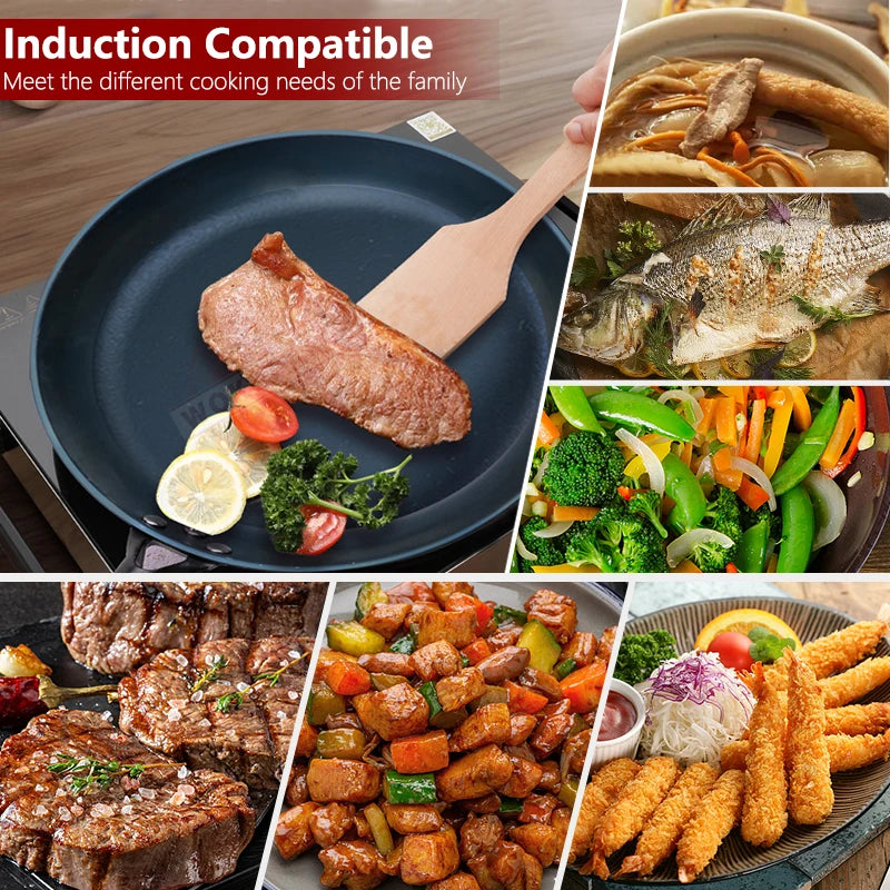 Nonstick Frying Pan 26-32cm Removable handle  Dishwasher and Oven-Safe Induction Ready Compatible with All Cooktops