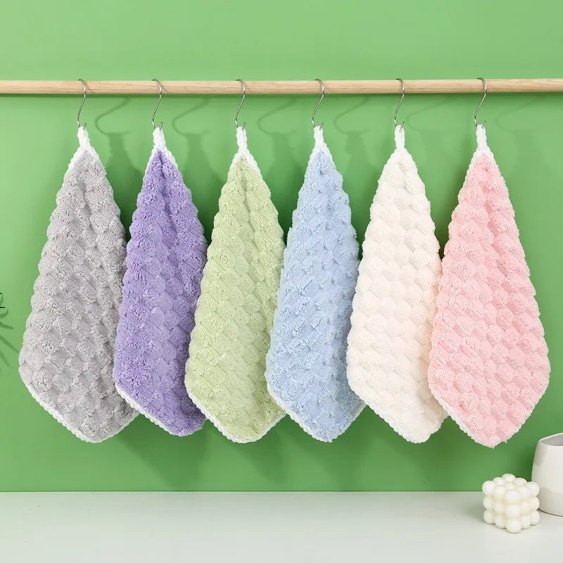 TILONDEX 1PC 30x30cm Cube Bubble Coral Fleece Hand Towels Super Absorbent Kitchen Dish Cloths