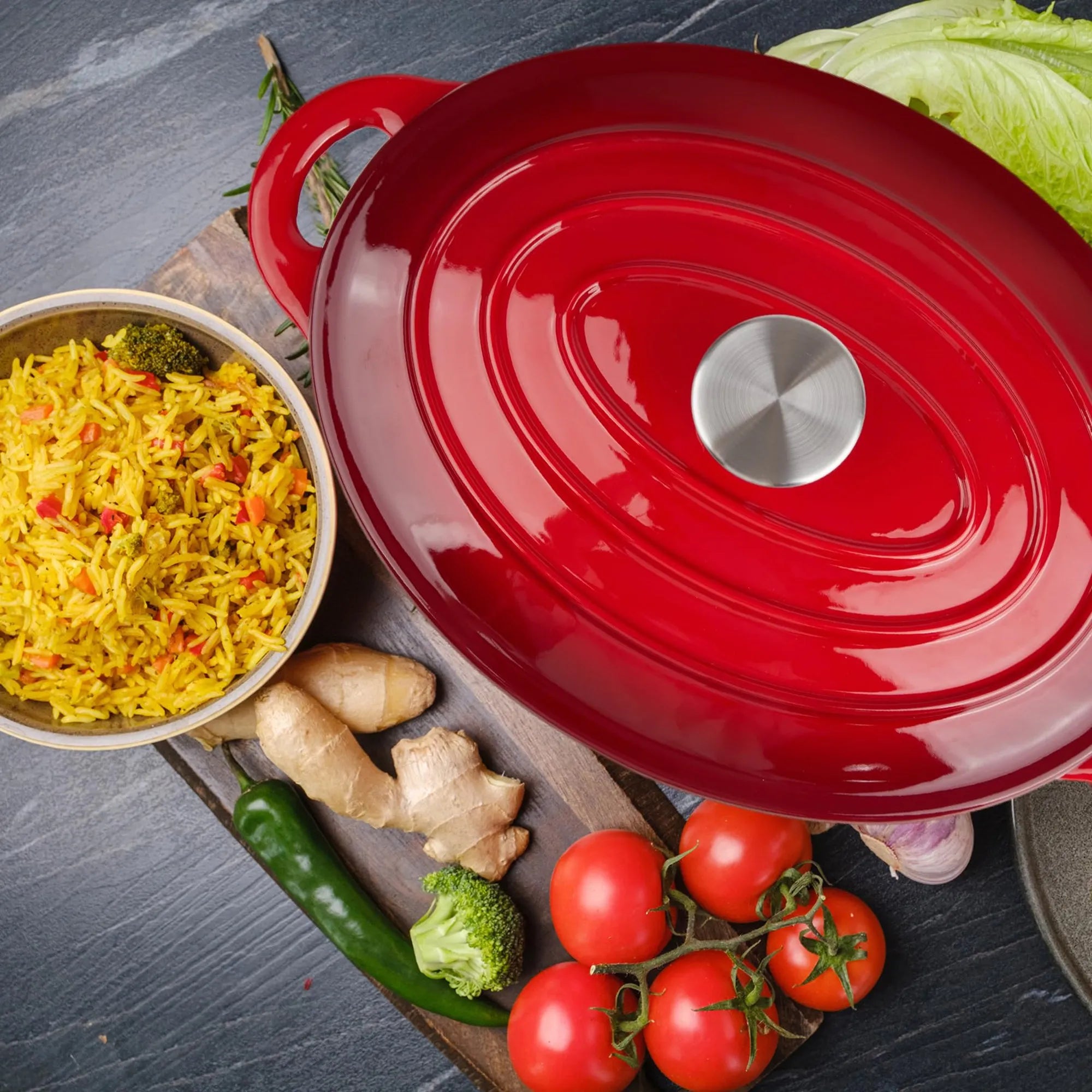 33cm Enameled Cast Iron Oval Dutch Oven for Braising Broiling Bread Baking 4L Saucepan Kitchen Utensil Cast Iron Casserole Dish