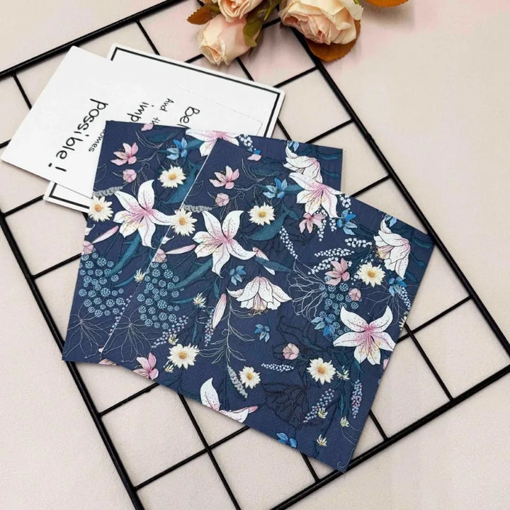 20 Pcs 33cm 2-Layer Color Printed Napkins Blue Flowers and Plants Wine Glass Origami Decorative Painting DIY Decoupage Paper