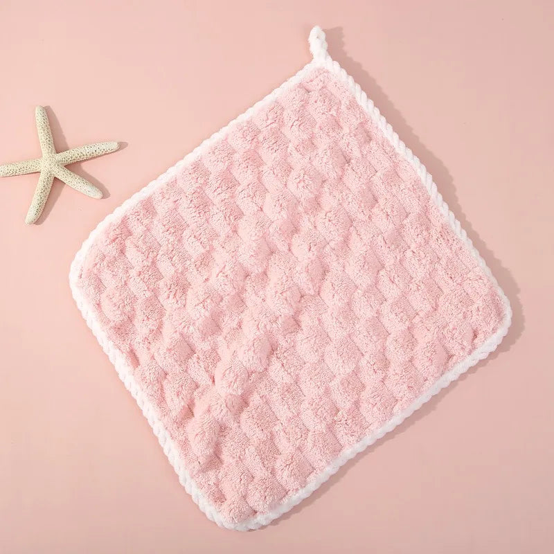 TILONDEX 1PC 30x30cm Cube Bubble Coral Fleece Hand Towels Super Absorbent Kitchen Dish Cloths