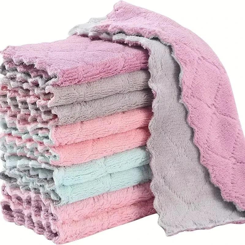 5/10/20/30pcs Kitchen Towels And Dishcloths Rag, 15*25cm Small Dish Washing Towels, Random Color Assorted Varieties