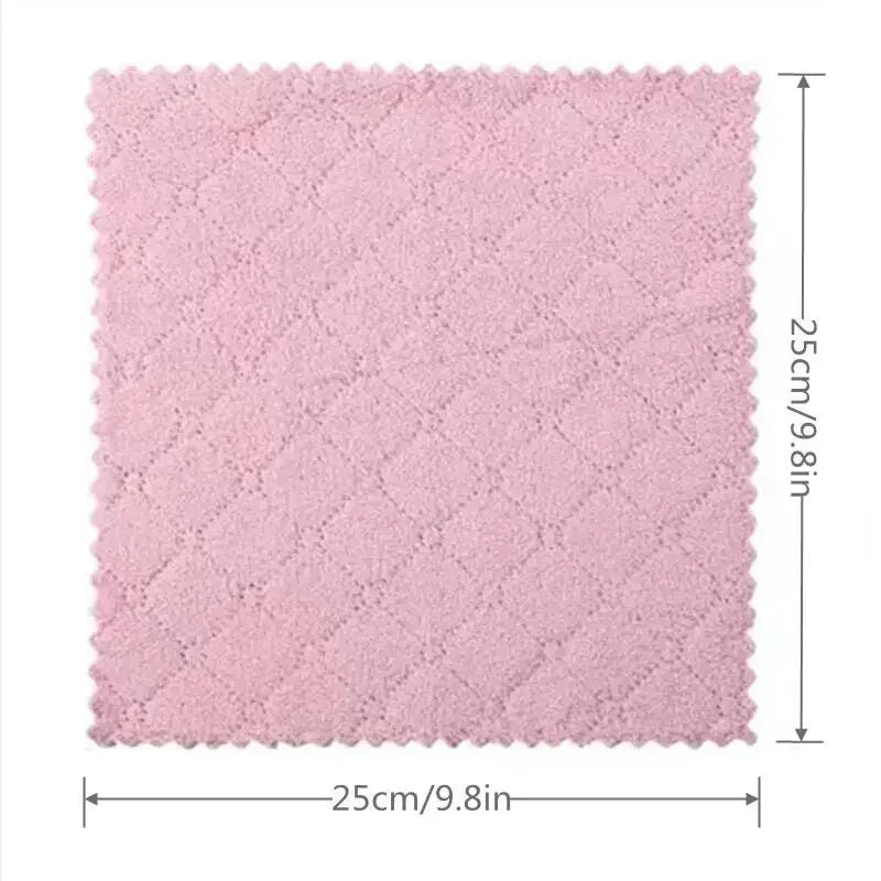 3/5/10pcs double-sided coral velvet ultra-high absorbent scouring pads, dishcloths, wipes