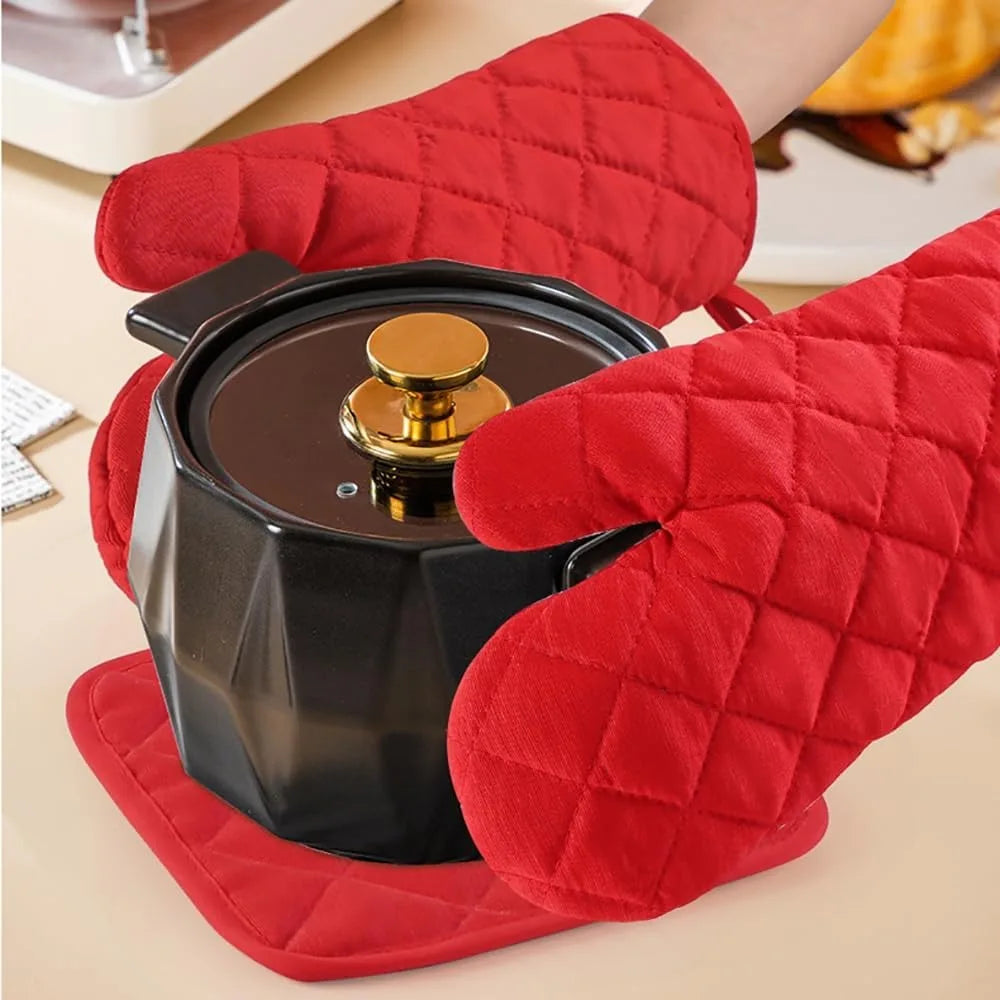 Single Microwave Oven Gloves Multi-color Kitchen Cooking Baking Mitts Pot Pad Heat Proof Protected High Temperature Resistant