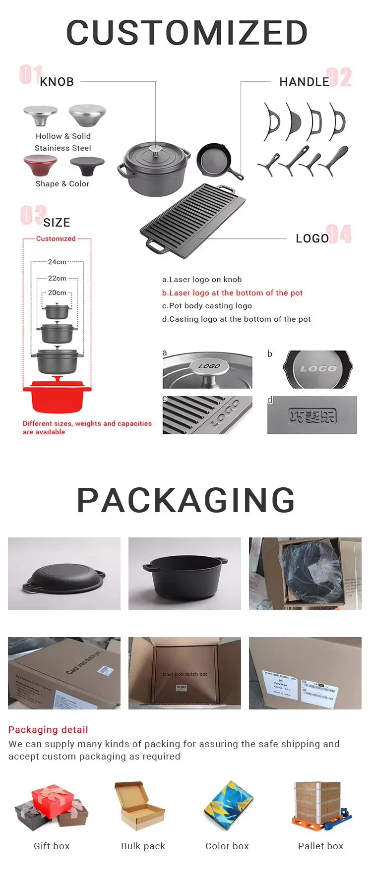 Cast Iron Dutch Pot Uncoated Thickened Camping Saucepan Handle Holder BBQ Pot Crock Pot Soup Stew