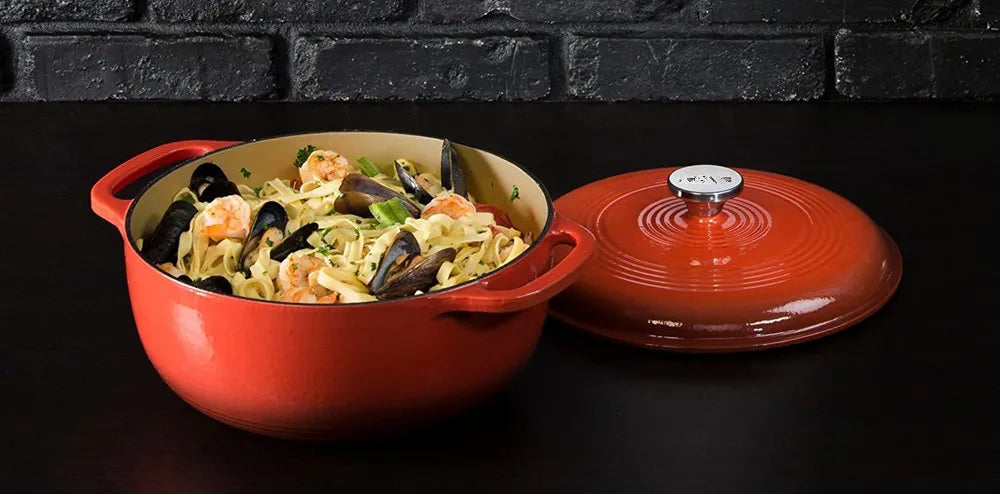 28cm Enameled Cast Iron Dutch Oven Dual Handles 6 Quart Stew Pot Use to Cook Bread Baking Soups Casserole Dish Oven Safe 500° F