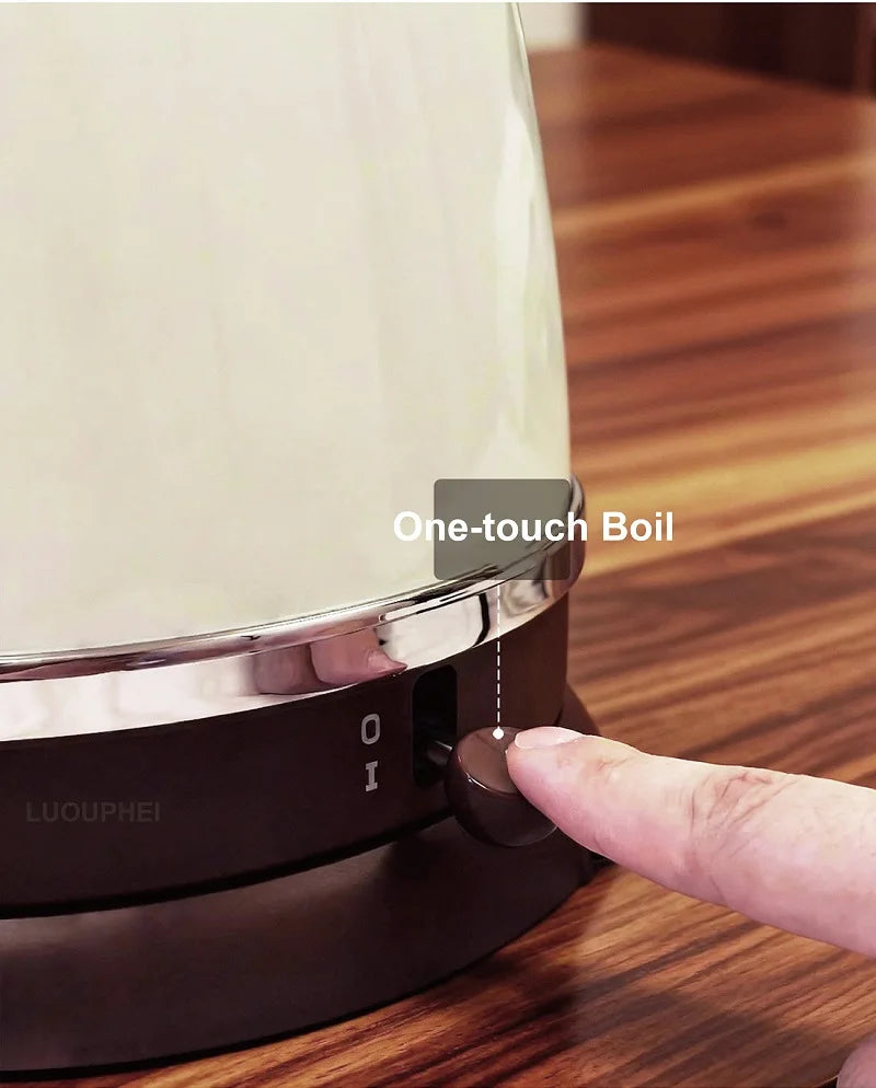 1800W Retro Electric Kettle Household 2L Keep Warm Kettle With Thermometer 304 Stainless Steel Teapot Automatic Power Off