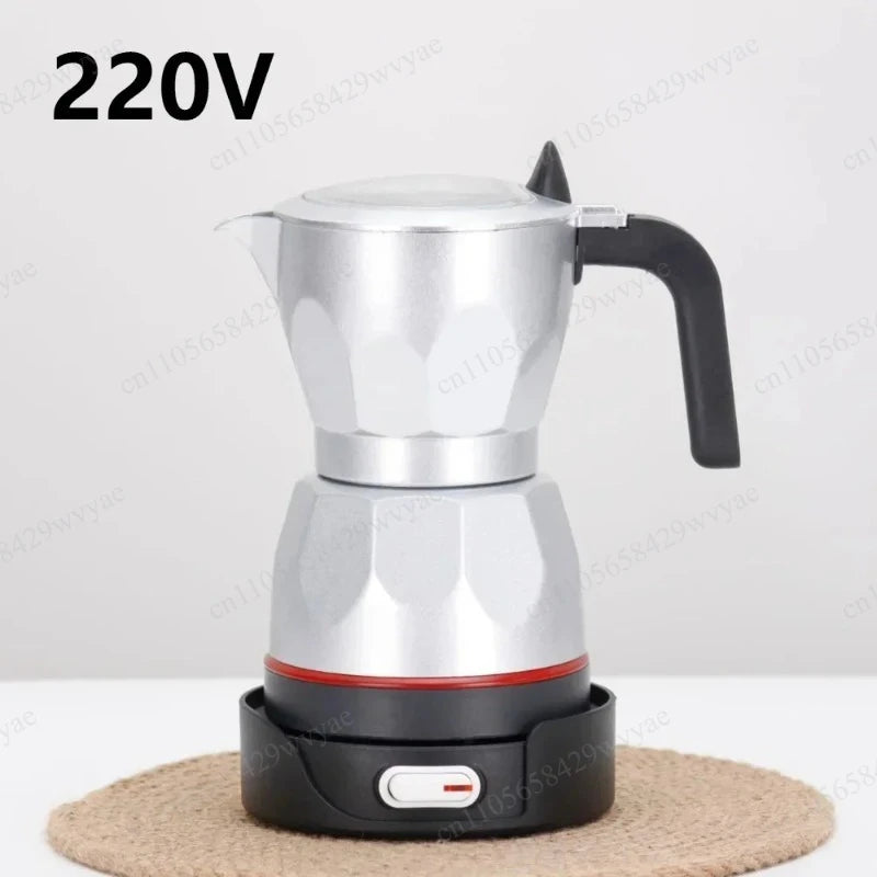 110V/220V Portable Transparent Aluminum Electric Moka Coffee Pot 150ml