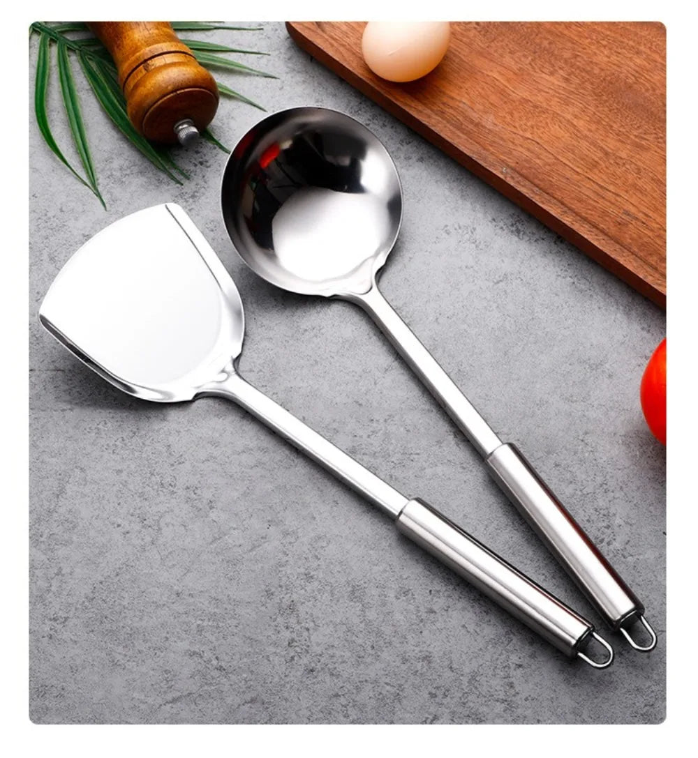 Durable Stainless Steel Wok Spatula Long Handle Kitchen Gadgets Kitchen Cooking Utensil Set Rice Spoon Ladle Cooking Tools