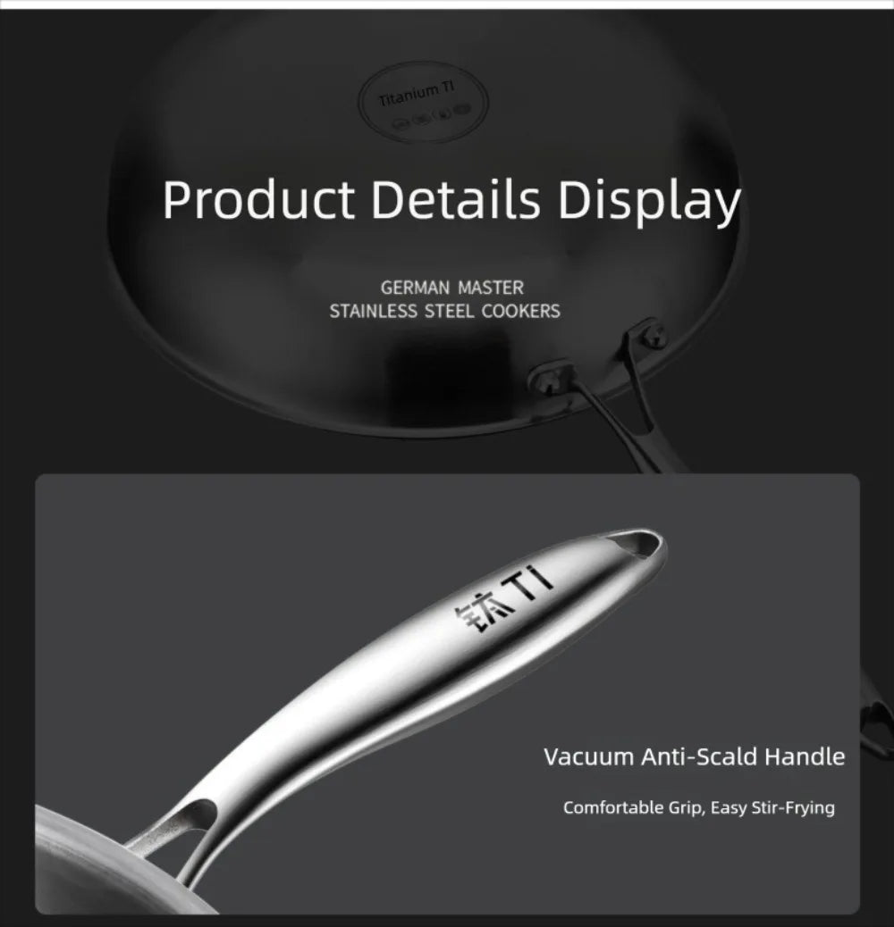 26/28/30/32cm Titanium Frying Pan Uncoated Non Stick Steak Frying Pan Thickened Fish Scale Hammer Pattern Kitchen Cookware