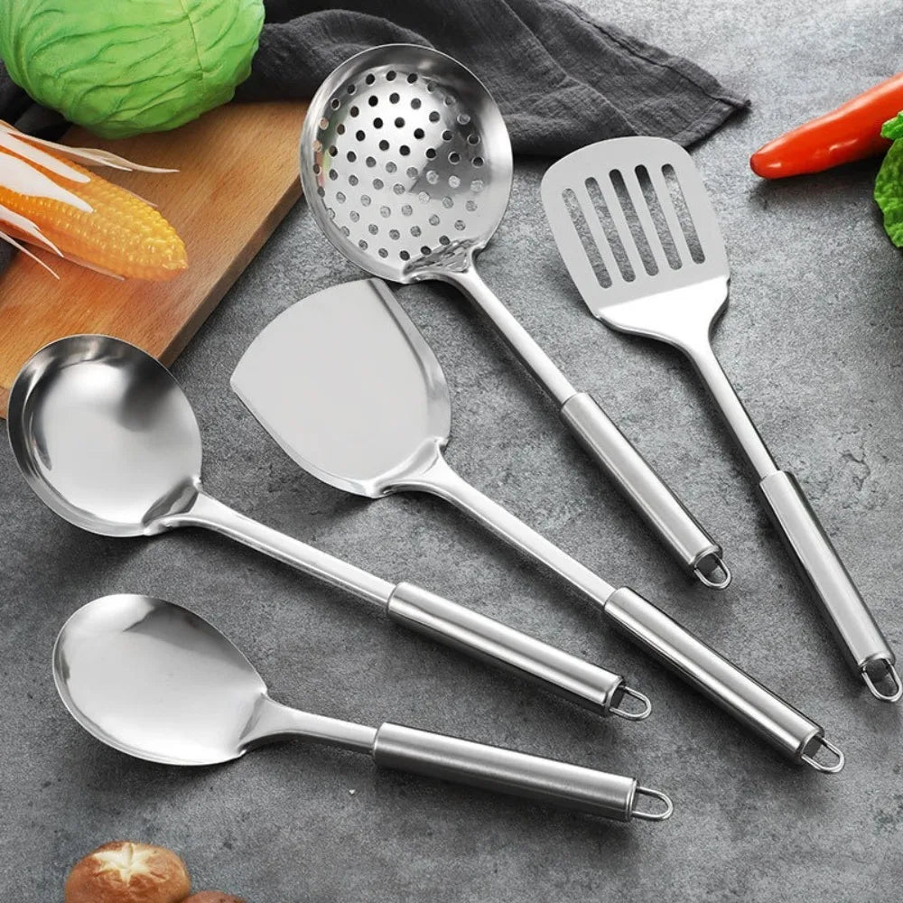 Durable Stainless Steel Wok Spatula Long Handle Kitchen Gadgets Kitchen Cooking Utensil Set Rice Spoon Ladle Cooking Tools