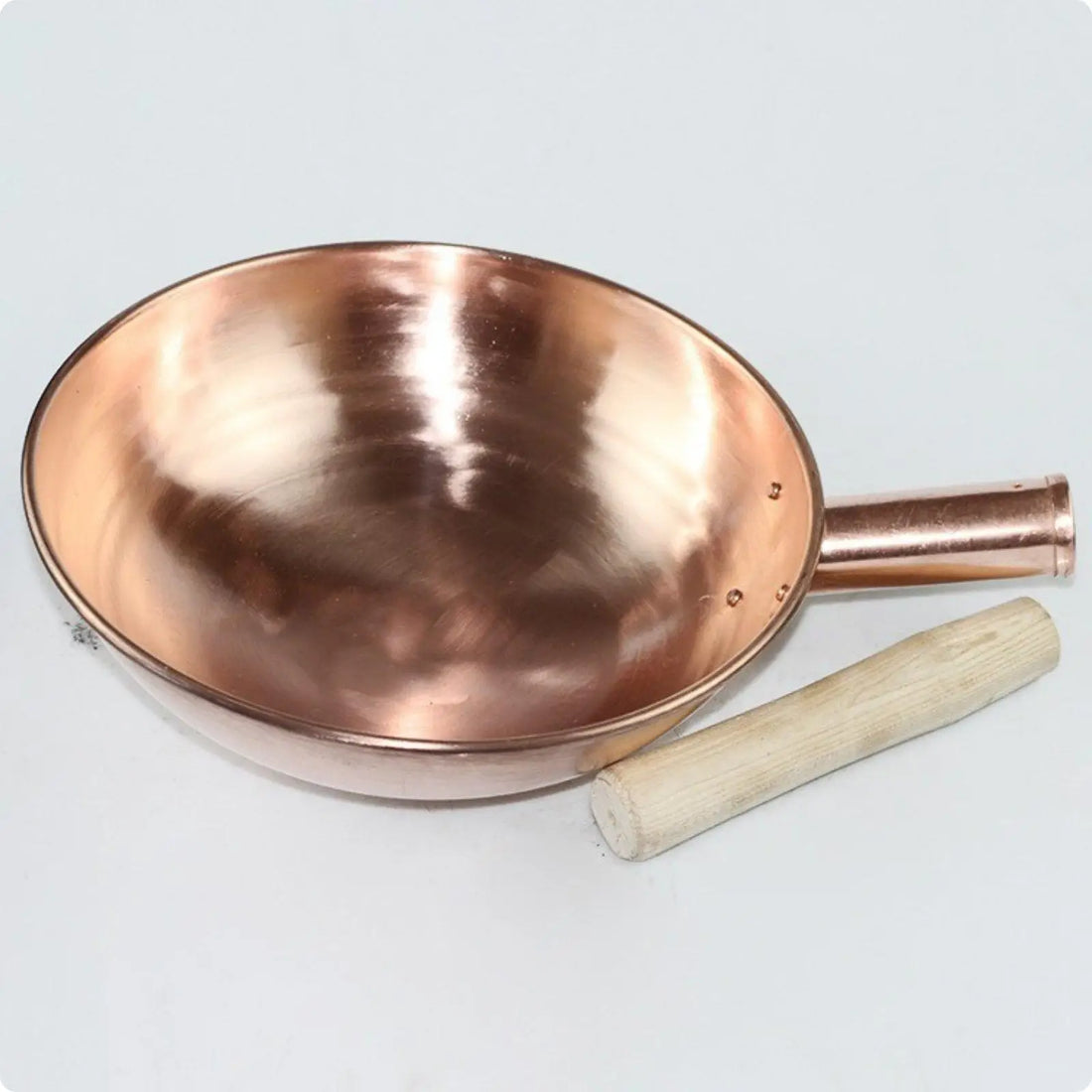 Copper Frying Pan Thick Copper Kitchen Wok Frying Sauté Pan Even Heating for Home Cooks and Chefs