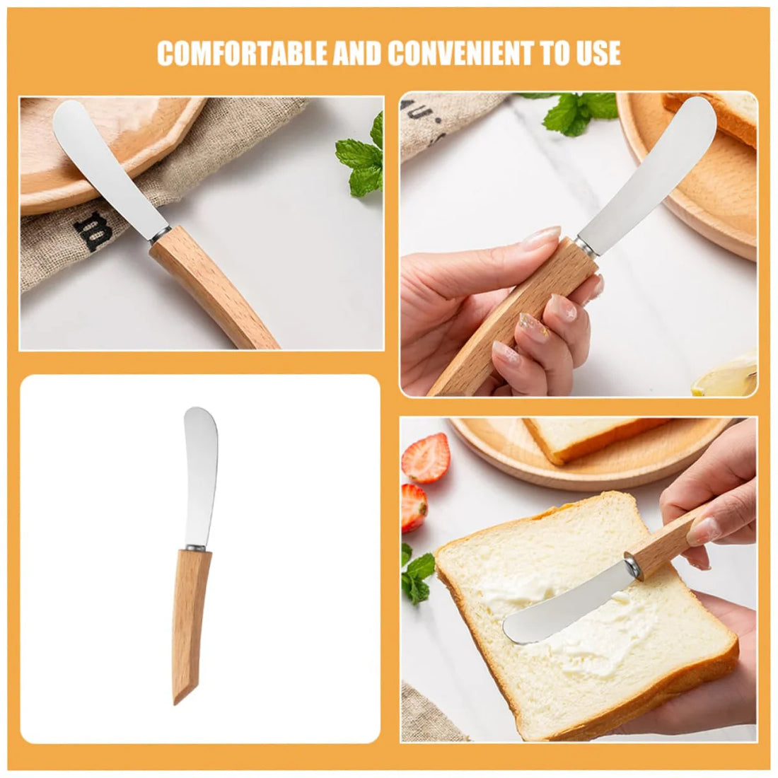 2/4/6 Pack Butter Spreader Knife, Stainless Steel Knife, Wood Handle,  Multipurpose Cheese Butter Spreader Knives for Kitchen