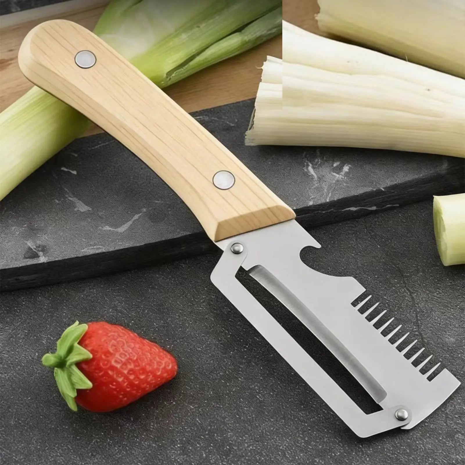 Vegetable Peeler 2 Pcs 3in1 Serrated Stainless Steel Strips Slicer Fruit Potato Carrot Grater Kitchen Gadget With Bottle Opener