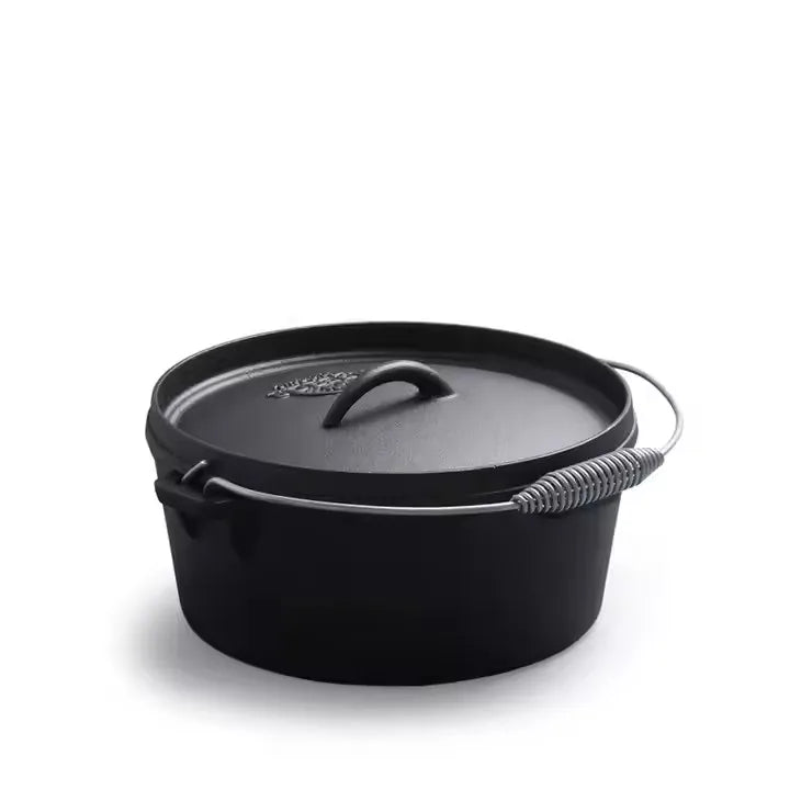 Cast Iron Dutch Pot Uncoated Thickened Camping Saucepan Handle Holder BBQ Pot Crock Pot Soup Stew
