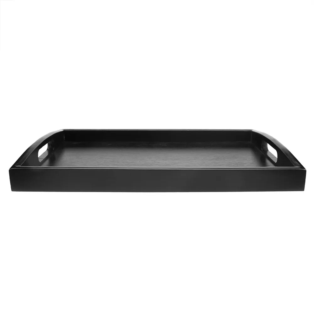 Large Size Wood Serving Tray Black Color With Handle Wooden Breakfast Tray Wood Material Rectangular Shape Tea Serving Tray
