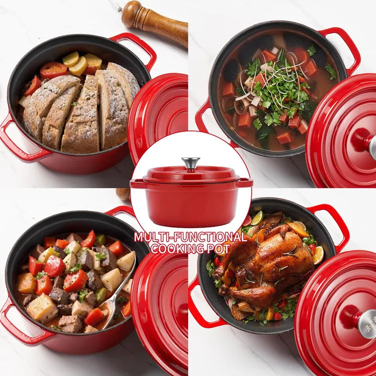 25cm Enameled Cast Iron Dutch Oven 4 Quart Heavy Casserole Dish For Sourdough Bread Baking And Stew Kitchen Nonstick Braised Pot