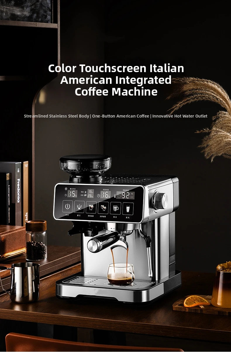 20Bar Espresso Machine with Milk Frother – Fully Automatic Coffee Maker, Built-in Grinder, Smart Touch Screen, for Home/Office