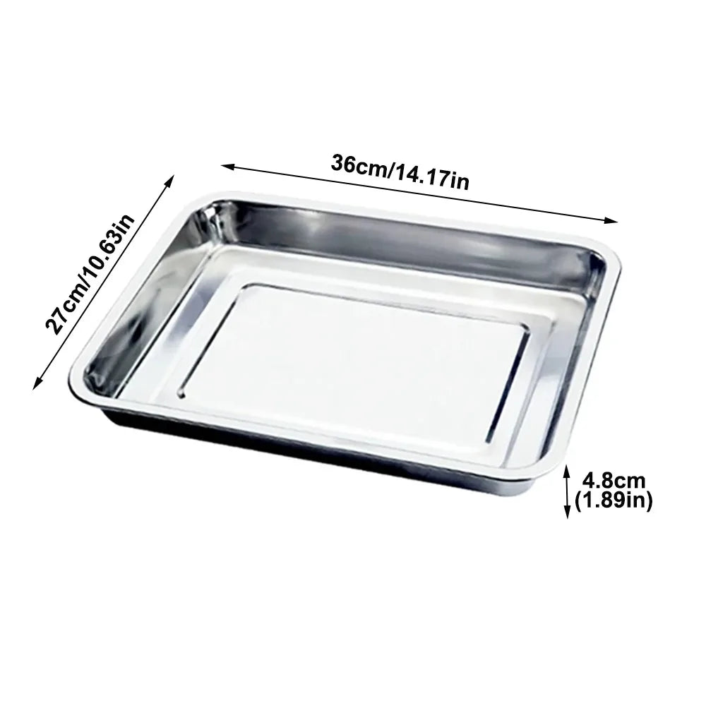 New Stainless Steel Tea Tray Rectangle Japanese Style Serving Plate Barbecue Plate Home Office