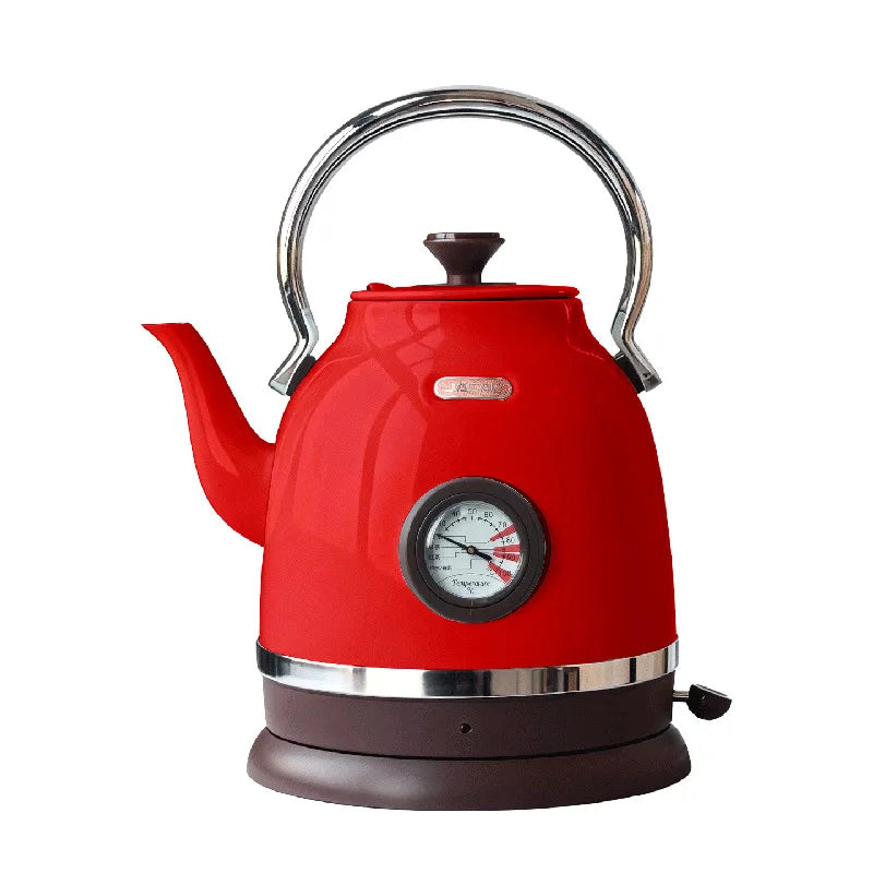1800W Retro Electric Kettle Household 2L Keep Warm Kettle With Thermometer 304 Stainless Steel Teapot Automatic Power Off