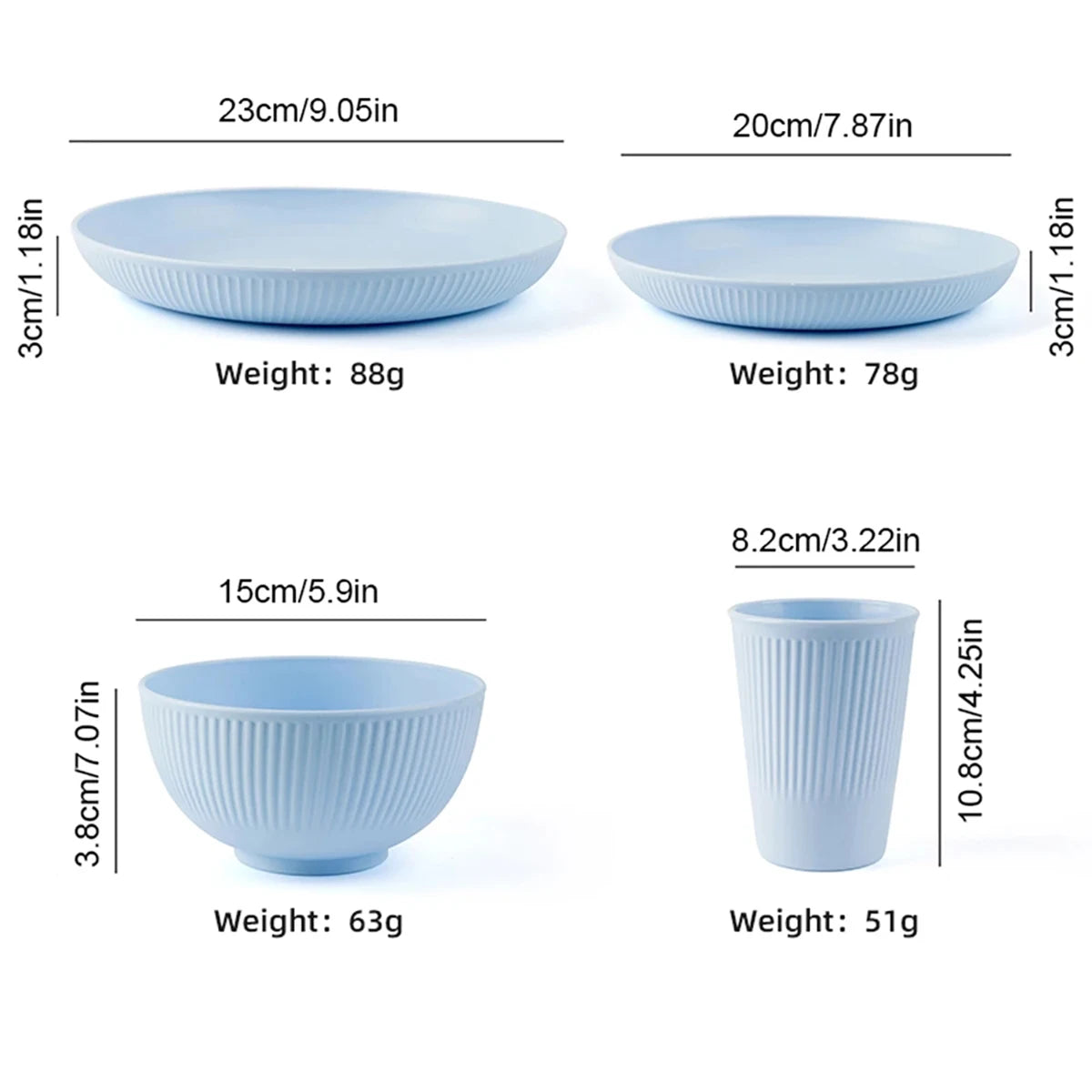24Pcs Wheat Straw Dinnerware Set for 4: Plates, Bowls, Cups. Unbreakable Plastic for Kitchen & Outdoor Camping