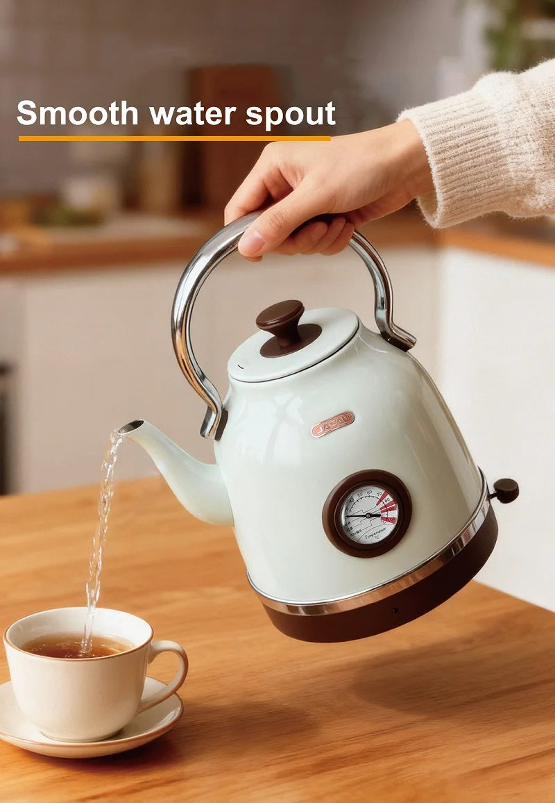 1800W Retro Electric Kettle Household 2L Keep Warm Kettle With Thermometer 304 Stainless Steel Teapot Automatic Power Off