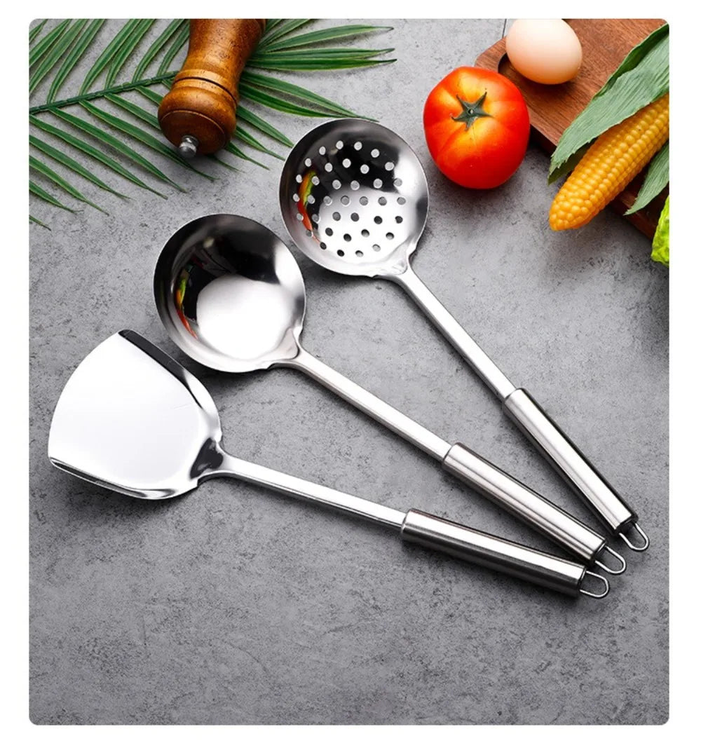 Durable Stainless Steel Wok Spatula Long Handle Kitchen Gadgets Kitchen Cooking Utensil Set Rice Spoon Ladle Cooking Tools