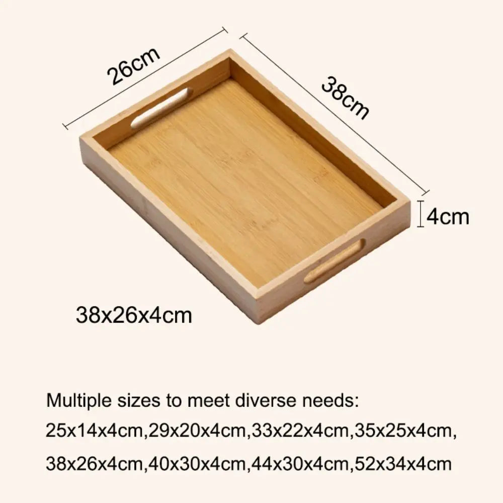 Decorate Tray Rectangular Bamboo Wooden Tray Walnut Color With Handle Serving Tray Display Plate Kitchen