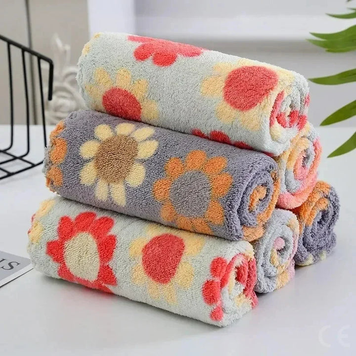 1-10Pcs 30X30CM Kitchen Cleaning Cloths Soft Absorbent Dishcloth Coral Sunflower Wiping Towel Rags Household Cleaning Cloth