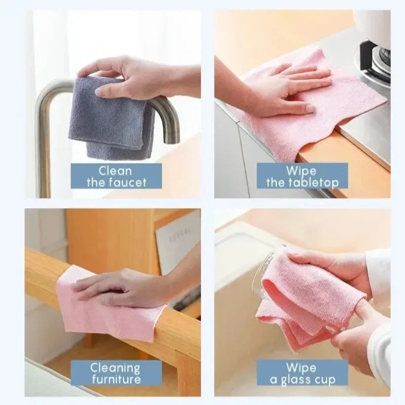 Disposable Dish Rag Roll 20pcs Microfiber Towels 20x20CM Cleaning Cloths Reusable Washable Towels Hand Tear Kitchen Wipes