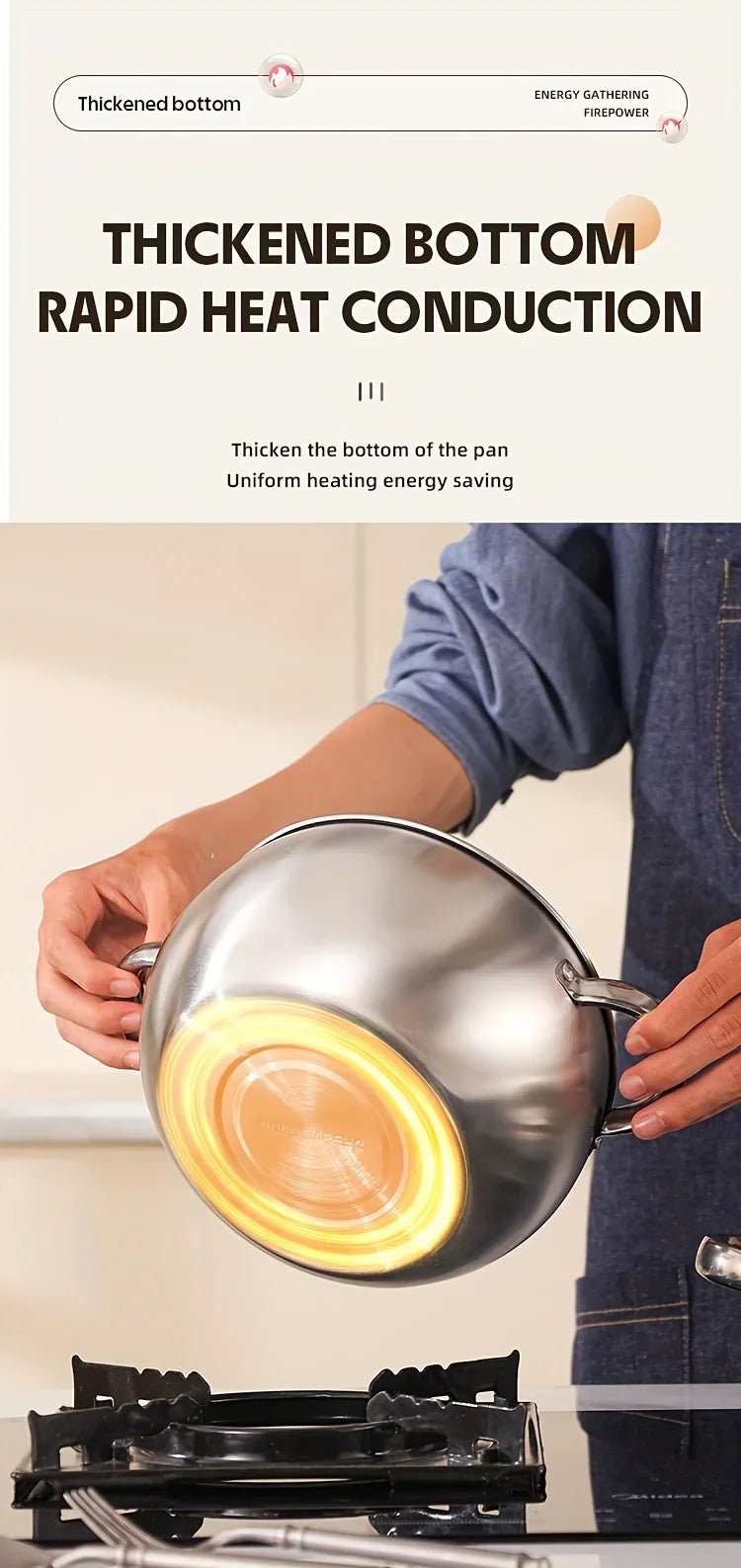 3pcs Stainless Steel Cookware Set with Lids - Induction Compatible, Thick Walls for Even Heating, Dual Handles & Covers ，