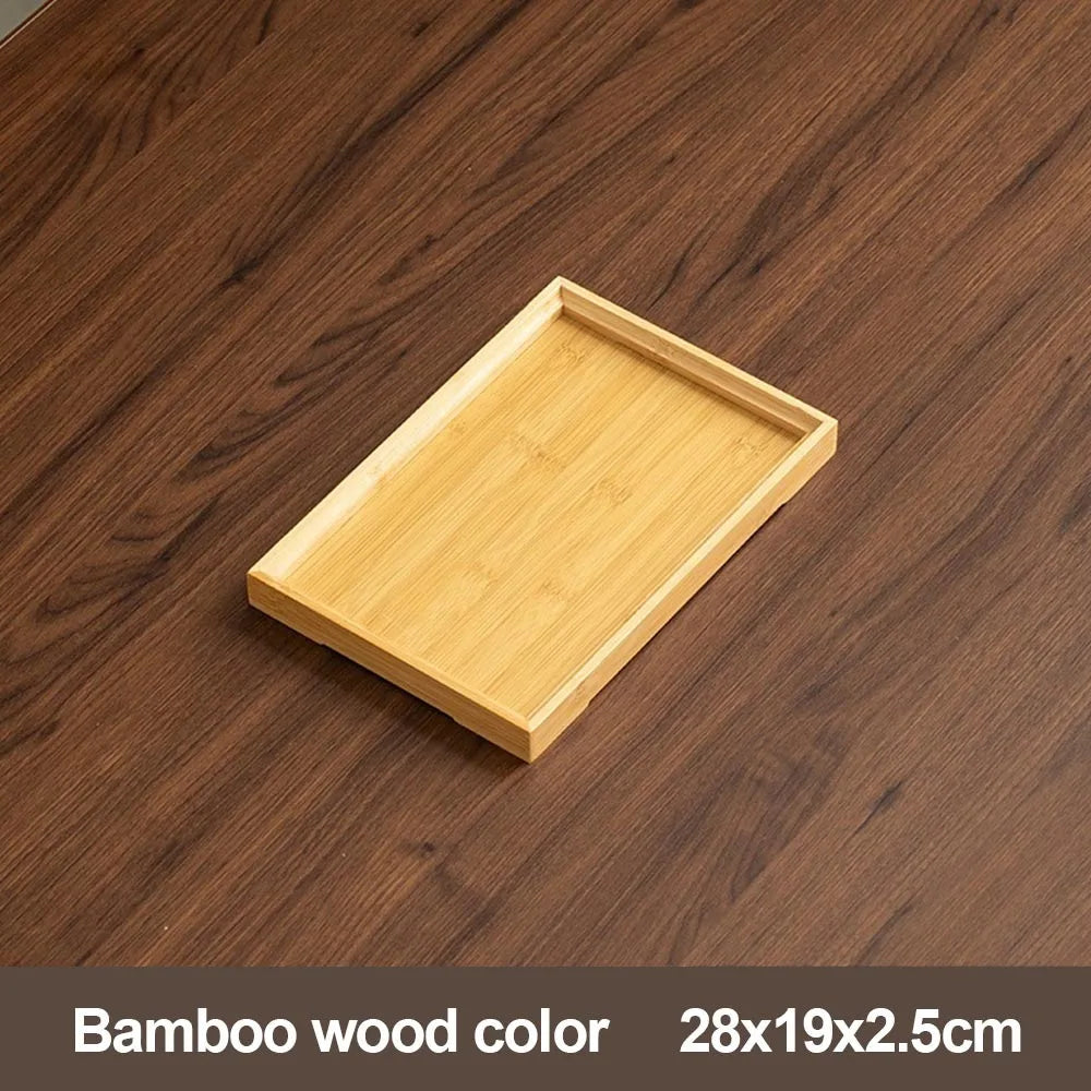 Decorate Tray Natural Bamboo Wooden Tray Rectangular Tea Food Tray Retro Style Serving Tray Useful Wooden Tray Kitchen