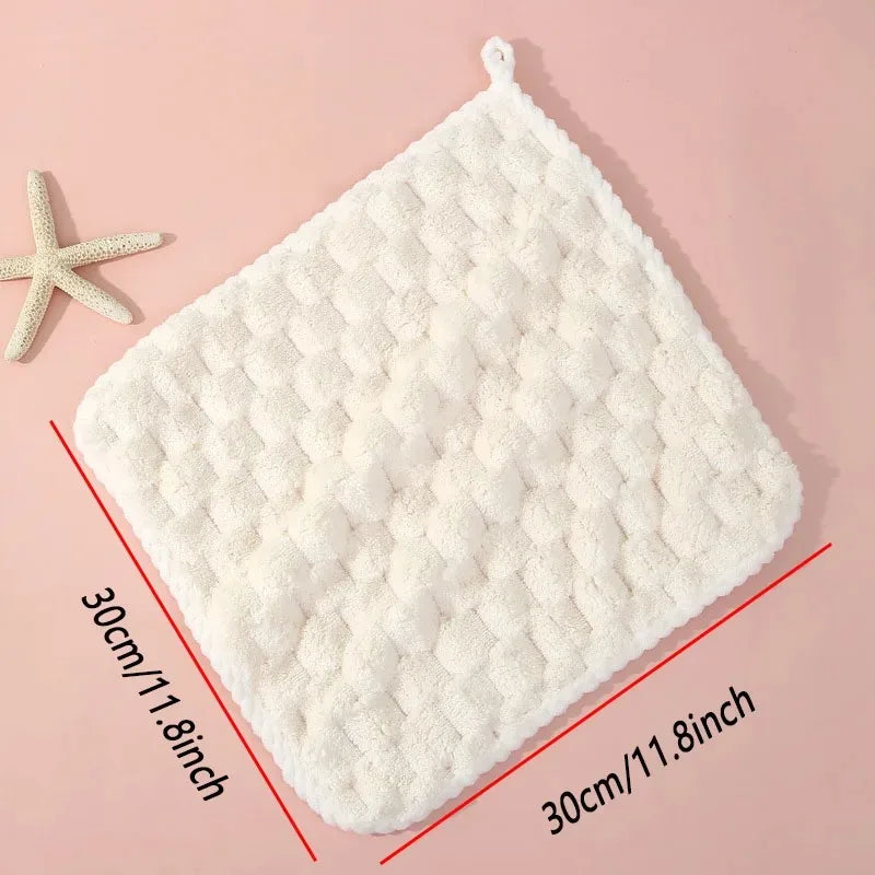 TILONDEX 1PC 30x30cm Cube Bubble Coral Fleece Hand Towels Super Absorbent Kitchen Dish Cloths