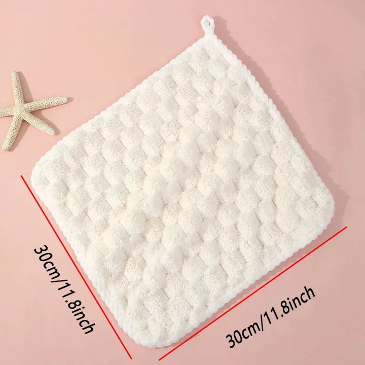 TILONDEX 1PC 30x30cm Cube Bubble Coral Fleece Hand Towels Super Absorbent Kitchen Dish Cloths